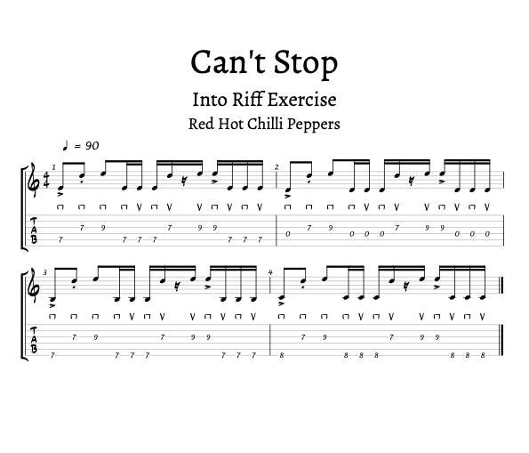 cómo tocar Can't Stop guitarra